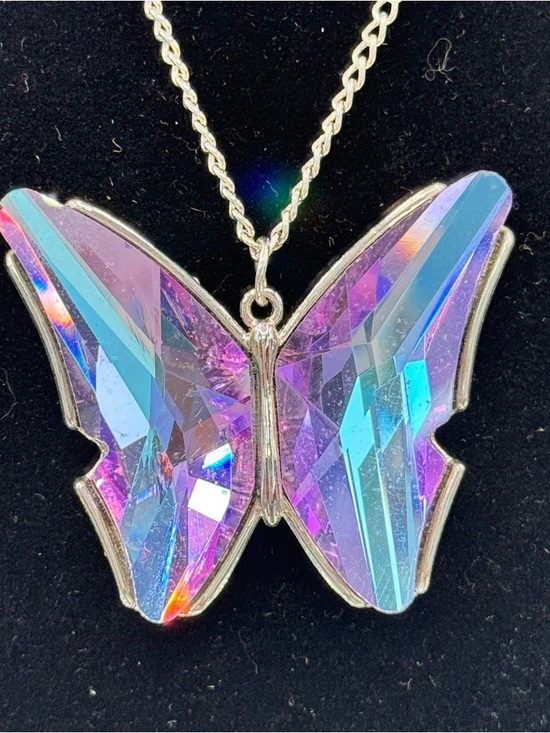 Jewelry - Purple Unicorn Iridescent Butterfly Crystal Pendant Necklace